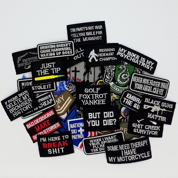 Detash lot of 37 patches - biker, military and adult humor - Picture 1 of 4